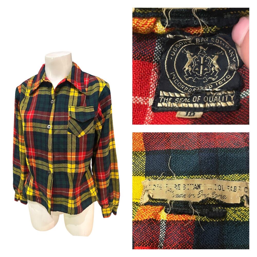 Vintage 1940s Hudson’s Bay Tartan Plaid 49er Shirt Top / Women’s Medium - - Picture 4 of 4